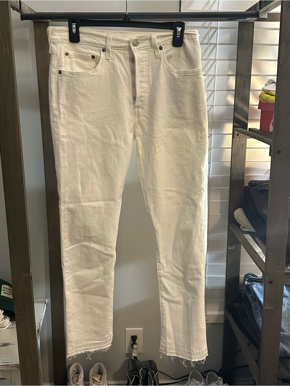Levi's 501 White Slim Straight Jeans